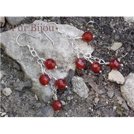 925 Silver Earrings - Semi Precious Stones - Faceted Carnelian