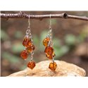 Boucles Argent 925 - Ambre Facettée 7mm Argent Orange / Bronze