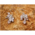 Boucles Argent 925 - Quartz Rose et Cristal de Roche