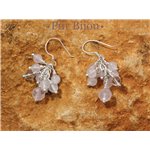 Boucles Argent 925 - Quartz Rose et Cristal de Roche