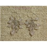 Boucles Argent 925 - Quartz Rose et Cristal de Roche