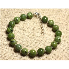 Bracciale Argento 925 e pietra semipreziosa - Giada Canada Nephrite 8mm