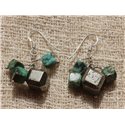 Boucles Argent 925 Turquoise d'Afrique et Pyrite