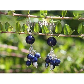 925 Silver Earrings - Lapis Lazuli and Cultured Pearls