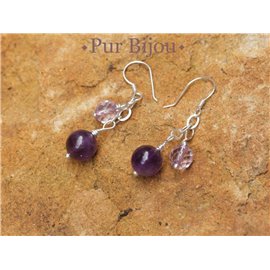 925 Silver Earrings - Purple Silver Amethyst