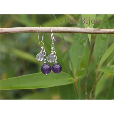 Boucles Argent 925 - Améthyste Argent Violet