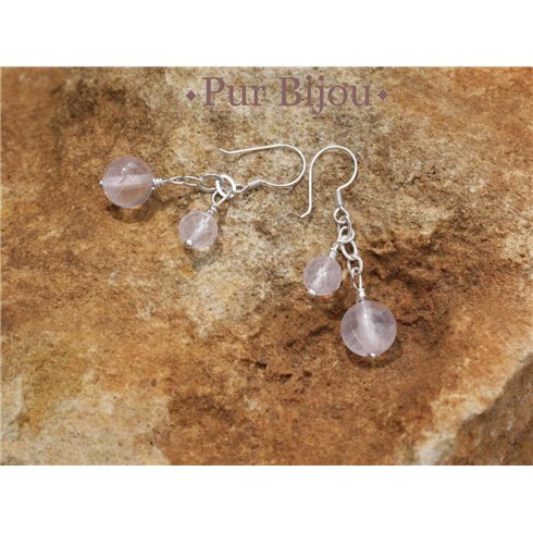 Boucles Argent 925 - Quartz Rose