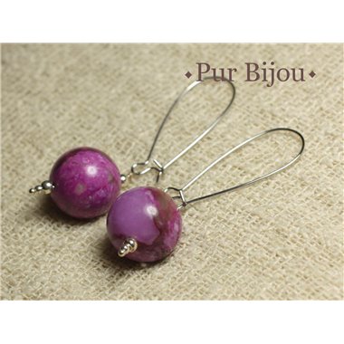 Boucles d'Oreilles Pierre Semi précieuse - Sugilite 16mm