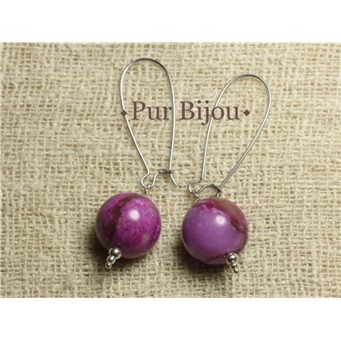 Boucles d'Oreilles Pierre Semi précieuse - Sugilite 16mm