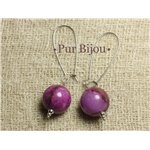 Boucles d'Oreilles Pierre Semi précieuse - Sugilite 16mm