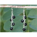 Boucles Argent 925 - Pierres Semi Précieuses - Onyx Noir Facetté