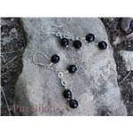 Boucles Argent 925 - Pierres Semi Précieuses - Onyx Noir Facetté