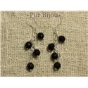 Boucles Argent 925 - Pierres Semi Précieuses - Onyx Noir Facetté