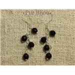 Boucles Argent 925 - Pierres Semi Précieuses - Onyx Noir Facetté