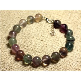 Bracelet Silver 925 and semi precious stone - Multicolored Fluorite 10mm 