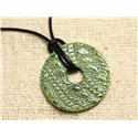 Collier Pendentif Céramique Empreintes Reptile Donut 38mm 