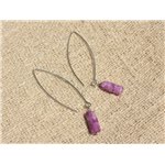 Boucles d'Oreilles Argent 925 et Pierre - Sugilite Colonnes 12 x 5mm 