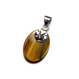 Pendant Silver 925 and Stone - Oval 20x15mm Tiger's Eye - (ref PE107) 