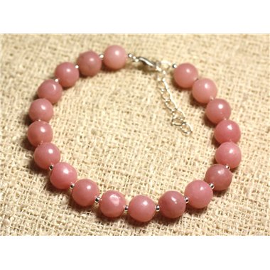 Bracelet Argent 925 et Pierre semi précieuse - Opale Rose 8mm