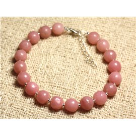 Bracciale in Argento 925 e pietre semipreziose - Opale Rosa 8mm