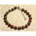 Bracelet Argent 925 et Pierre - Unakite 6mm 