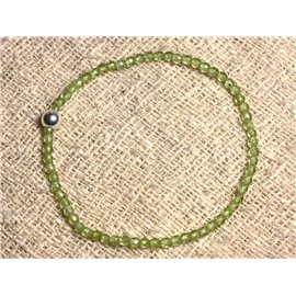 Bracelet Silver 925 and semi precious stone - Faceted Peridot 3mm 