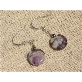 925 Silver Earrings - Amethyst Palets 12mm 