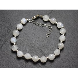 Bracciale Argento 925 e Pietra di Luna Arcobaleno 7-8mm 