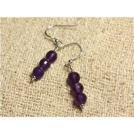 925 Silver Earrings - Faceted Amethyst 6mm 