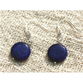 925 Silver and Lapis Lazuli Palets 14mm Earrings 