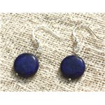 Boucles d'Oreilles Argent 925 et Lapis Lazuli Palets 14mm 