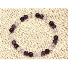 Faceted Gemstone Bracelet 6mm Amethyst Rose Quartz Garnet