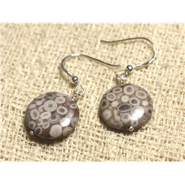 925 Silver Earrings - Ocean Jasper Palets 16mm 