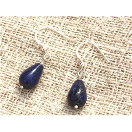 Ohrringe Silber 925 und Lapislazuli Tropfen 12x8mm 