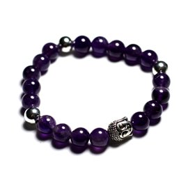 Buddha Armband und Halbedelstein - Amethyst 