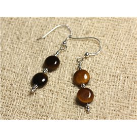 925 Silberohrringe - Tiger Eye Palets 10mm 