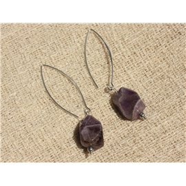 925 Silver Earrings - Faceted Amethyst 15x10mm 