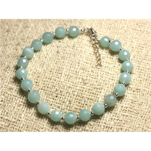 Bracelet Argent 925 et Pierre - Amazonite Facettée 6mm