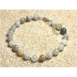 Bracelet 925 Silver and Stone - Aquamarine 6mm