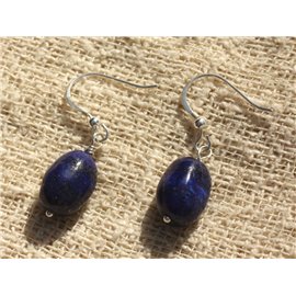 Oorbellen Zilver 925 en Lapis Lazuli Olijven 15x10mm 