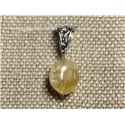 Collier Pendentif Pierre - Citrine Olive Facettée 17mm N11 