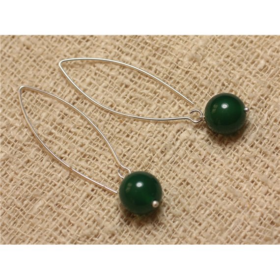 Boucles d'Oreilles Pierre semi précieuse  Onyx Vert 