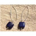 Boucles d'Oreilles Argent 925 - Lapis Lazuli Carrés 14mm 