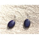 Boucles d'Oreilles Argent 925 et Lapis Lazuli Ovales 14x10mm 