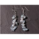 Boucles d'oreilles Argent 925 et Pierre Aigue Marine pendantes 