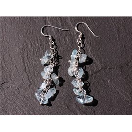 925 Sterling Silver and Aquamarine Stone dangling earrings 