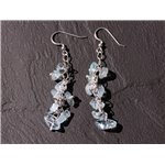 Boucles d'oreilles Argent 925 et Pierre Aigue Marine pendantes 