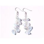 Boucles d'oreilles Argent 925 et Pierre Aigue Marine pendantes 