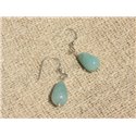 Boucles d'Oreilles Argent 925 - Amazonite Gouttes 12x8mm 