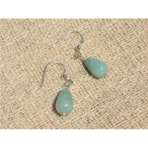 Boucles d'Oreilles Argent 925 - Amazonite Gouttes 12x8mm 